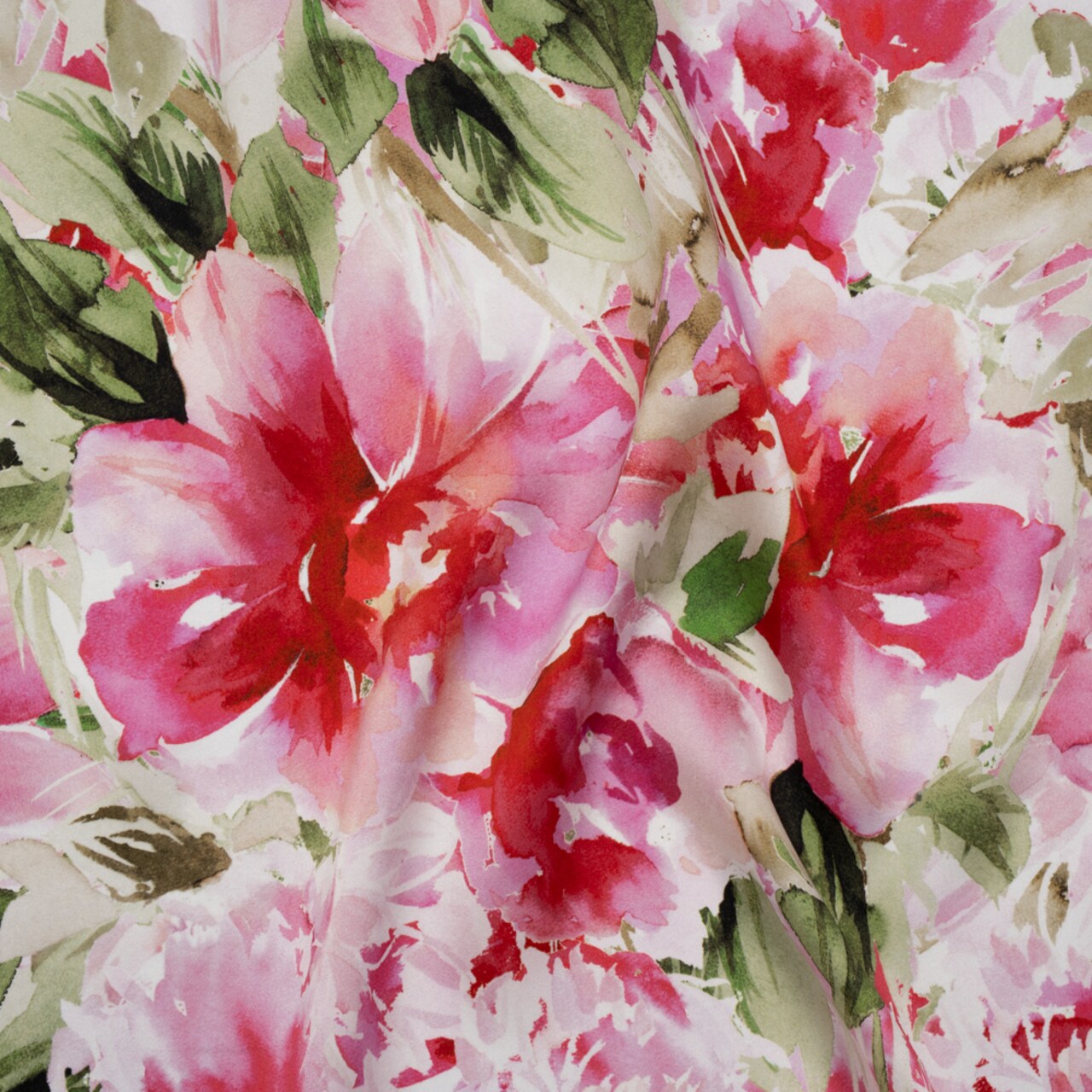 1 Yard Luxury Watercolor Flower Silk Charmeuse 53" Wide Drapey Fabric for Designer Dresses & Skirts